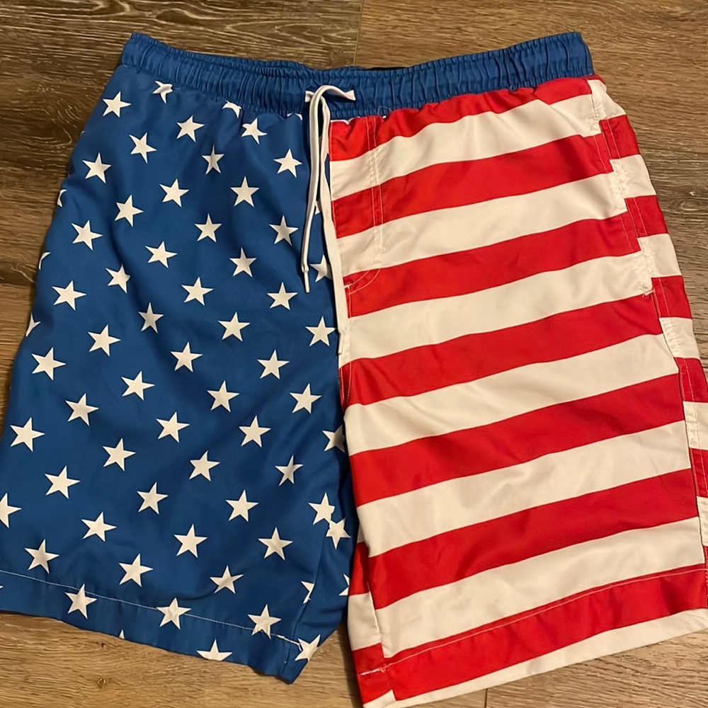 Mens American flag swim trunk